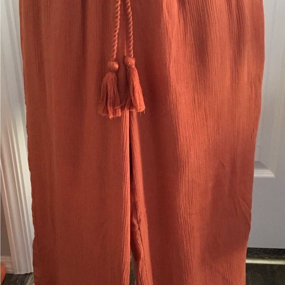 NWT Abercrombie Crinkle Textured pull on pants. Rust color Size X Small